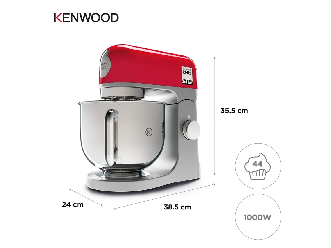 KENWOOD ROBOT COZINHA TAÇA INOX 5LT 1000W VERMELHA KMX750RD