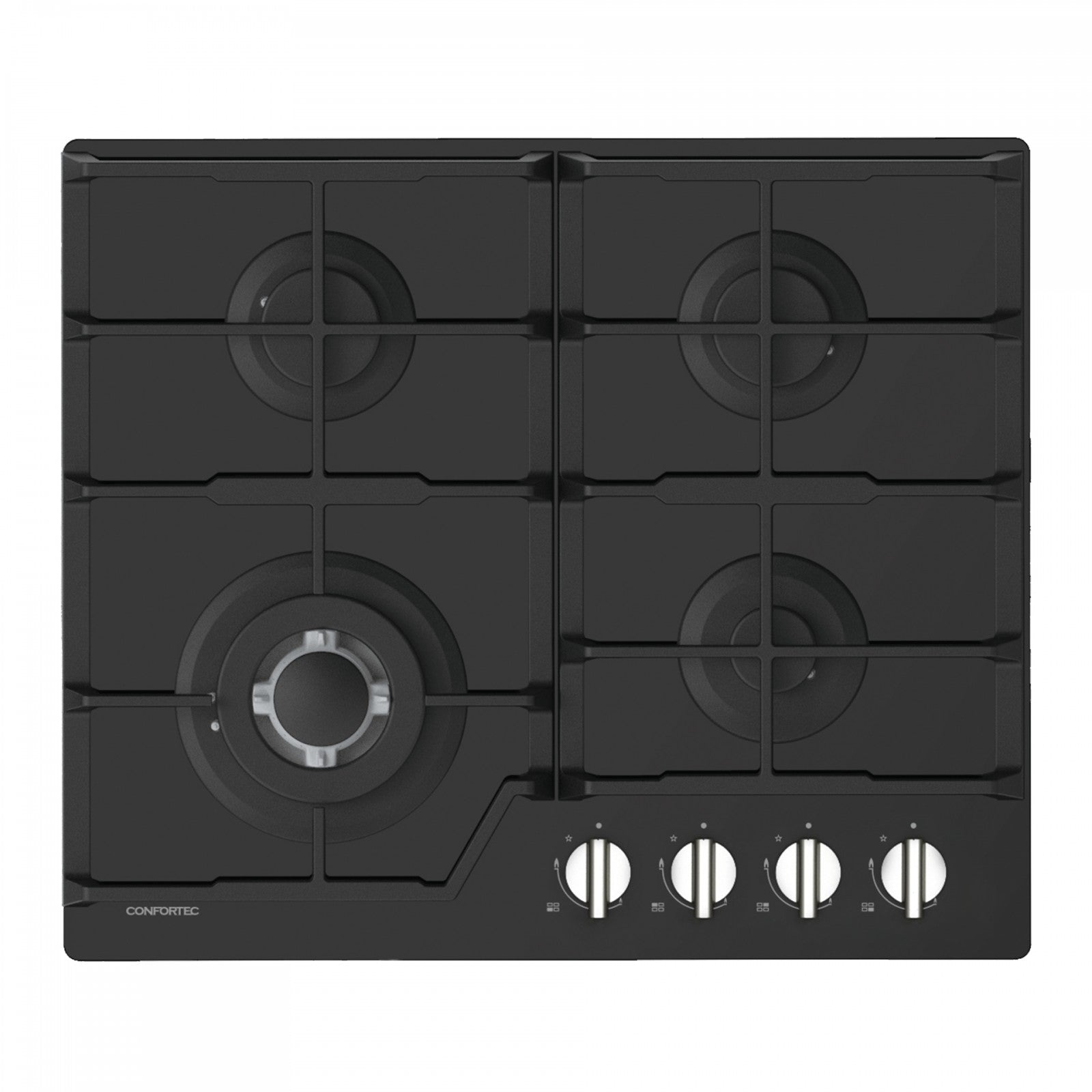 CONFORTEC PLACA 4GAS VIDRO PRETO CFH6084CB