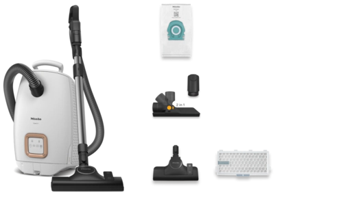 ASPIRADOR COM SACO MIELE GUARD L1 ALLERGY BRANCO BRILHANTE