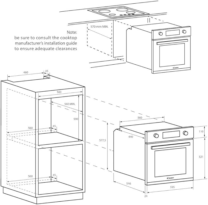 CANDY FORNO VENTILADO 65LT PRETO A+ FIDCPN615L