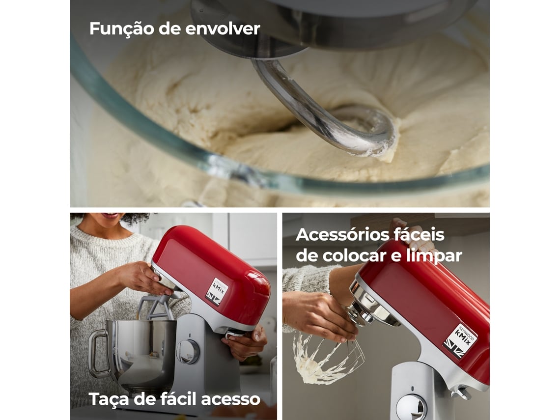 KENWOOD ROBOT COZINHA TAÇA INOX 5LT 1000W VERMELHA KMX750RD