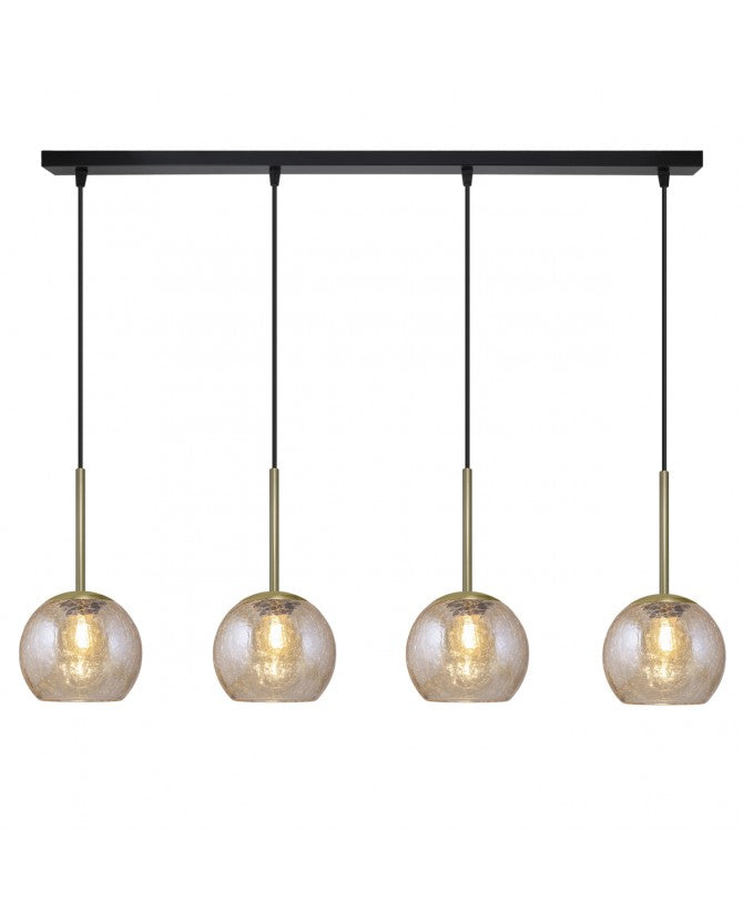 Candeeiro de Tecto REGUA CACELA  NEGRO AMBAR 4 X 40W E-14