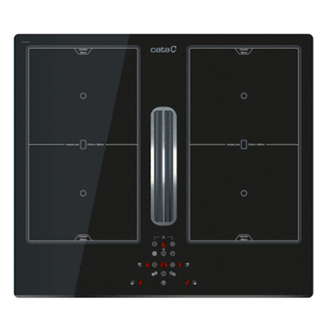 CATA PLACA INDUÇAO 59CM 2 ZONAS FLEX C/ EXTRAÇAO AS600