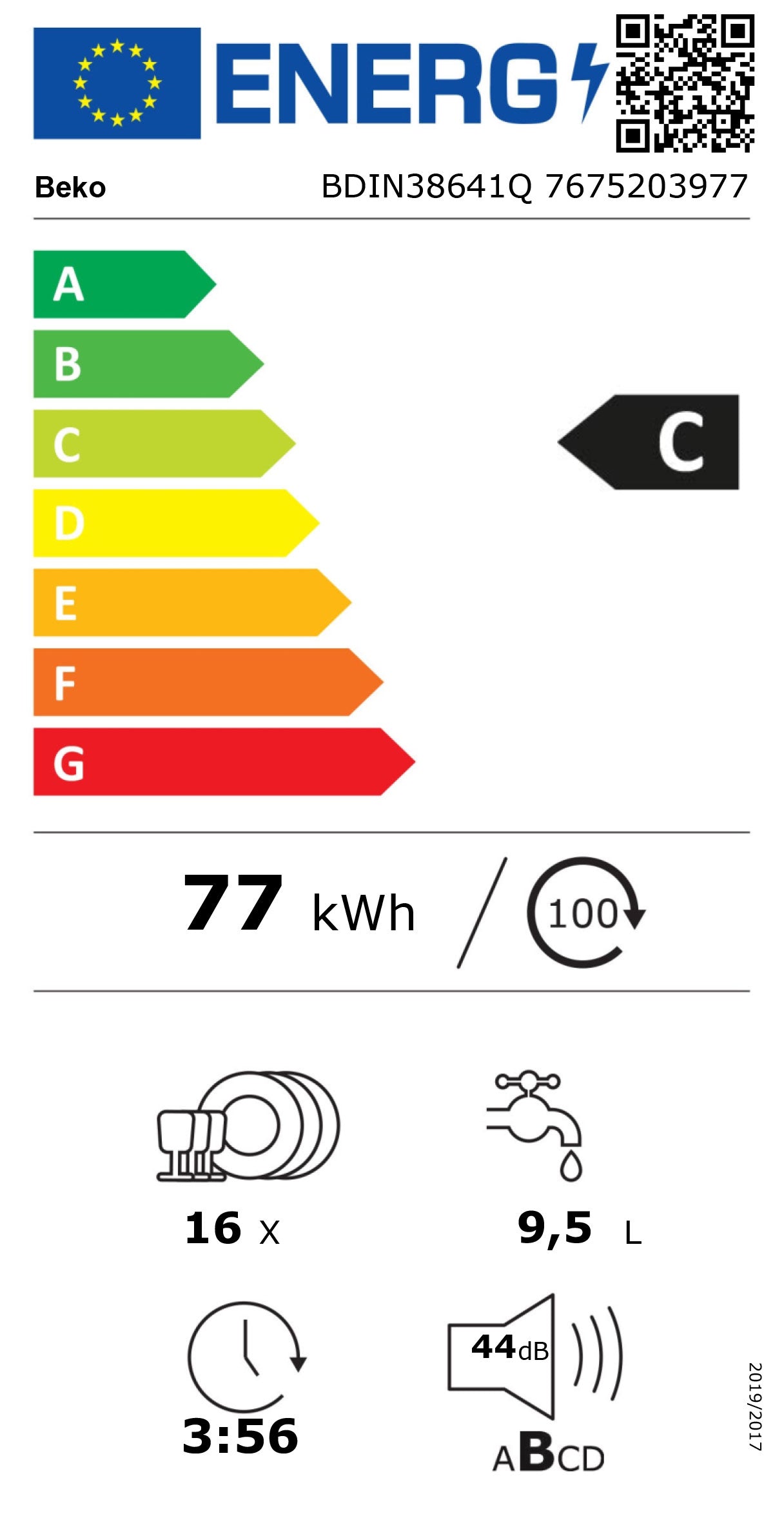 BEKO MAQUINA LOUÇA INTEG 8PROG 16TALHERES (C) BDIN38641Q