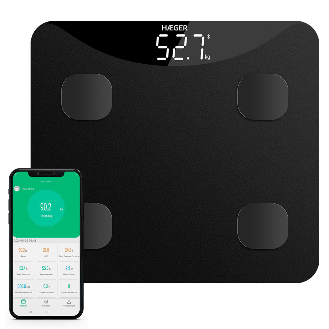 HAEGER BALANÇA WC ELETRONICA CORPORAL INTELISCALE BLUETOOTH BSDIG014A