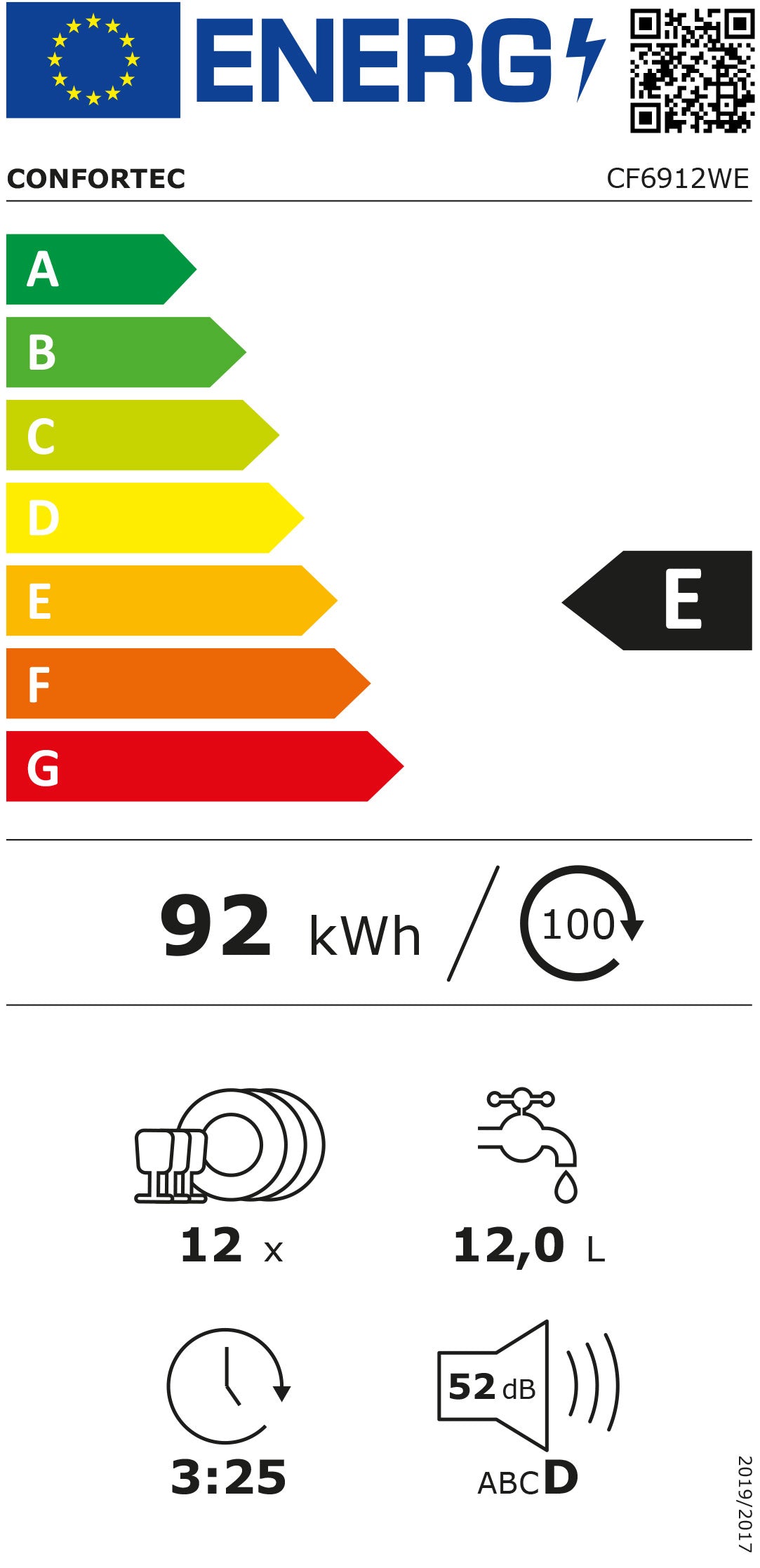 CONFORTEC MAQUINA LOUÇA 6PROG 12TALHERES BRANCA (E) CF6912WE