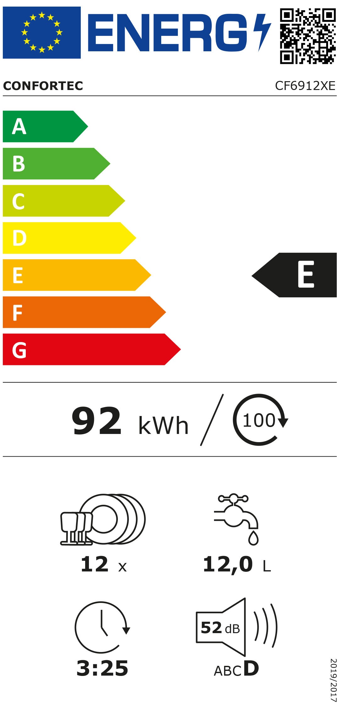 CONFORTEC MAQUINA LOUÇA 6PROG 12TALHERES INOX (E) CF6912XE