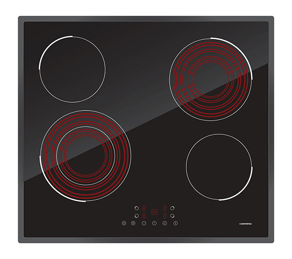 CONFORTEC PLACA VITRO 4 ZONAS 6400W CFH6244VTC