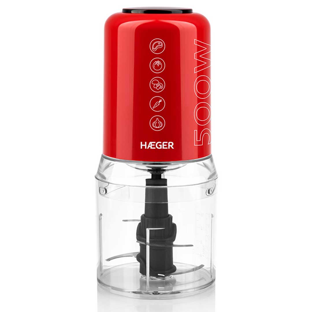 HAEGER PICADORA 500W CAPACIDADE 200GR LAMINA AÇO INOX VERMEL CH50W009A