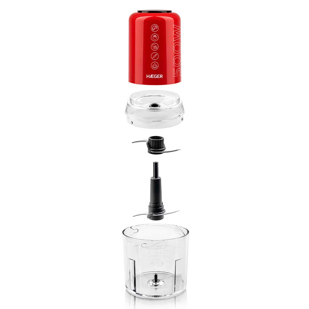 HAEGER PICADORA 500W CAPACIDADE 200GR LAMINA AÇO INOX VERMEL CH50W009A