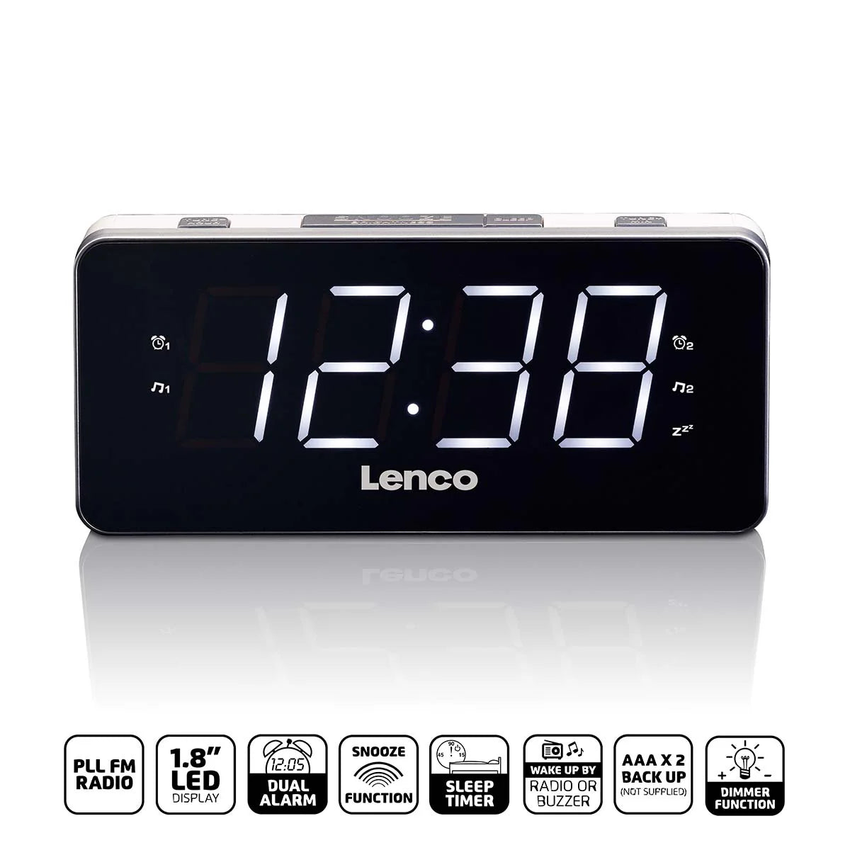 LENCO RADIO RELOGIO DESPERTADOR 1.8" DISPLAY LED BRANCO CR18WHITE