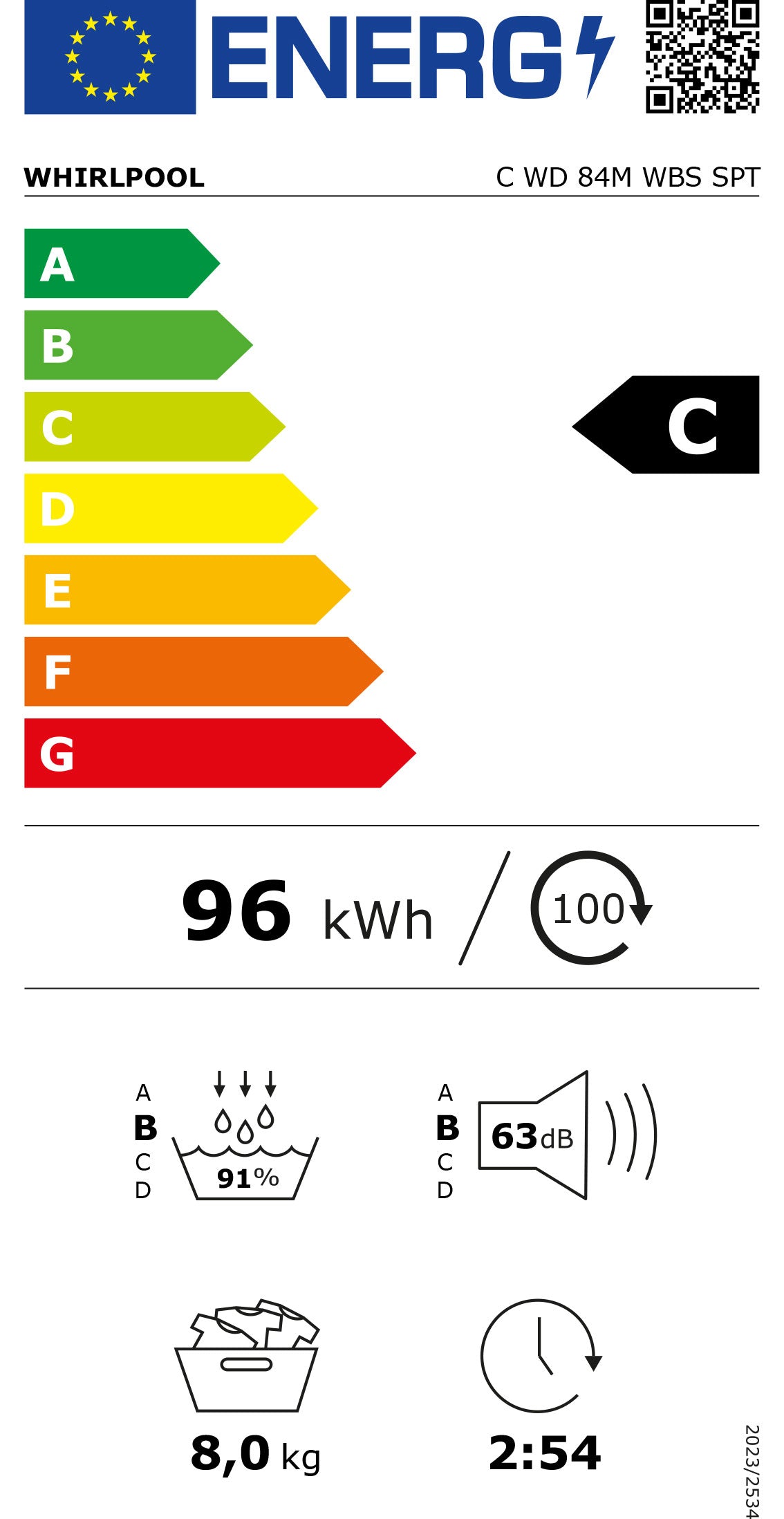 WHIRLPOOL SECADOR ROUPA 8KG BOMBA CALOR (C) CWD84MWBSSPT