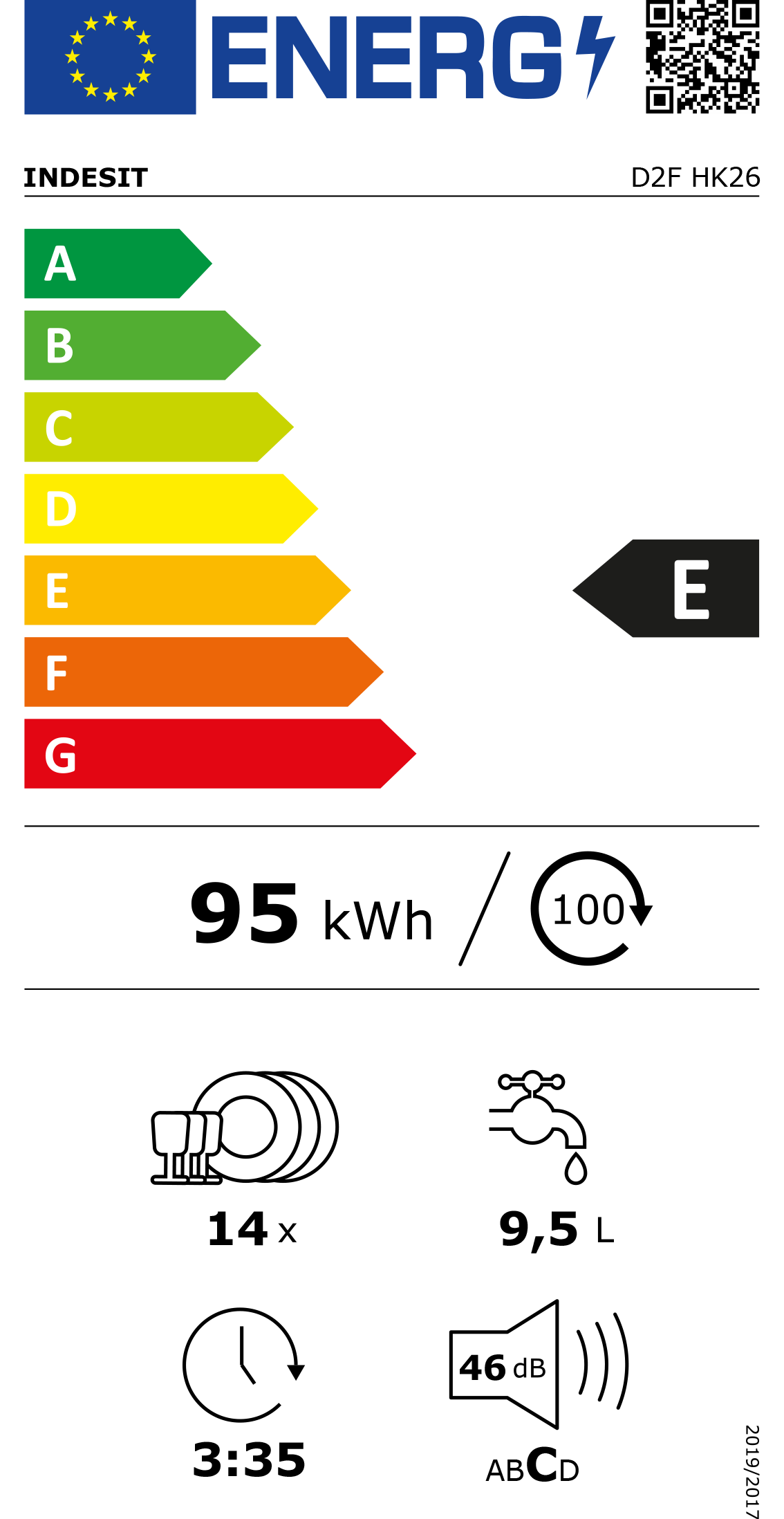 Máquina de Lavar Loiça INDESIT D2F HK26 (14 Conjuntos)