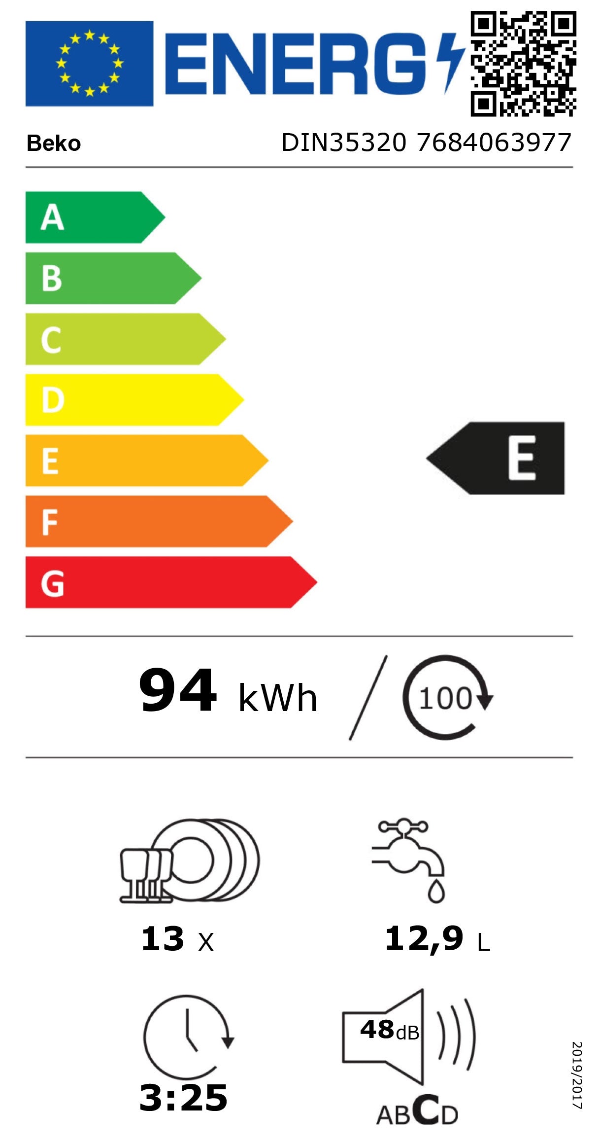 BEKO MAQUINA LOUÇA INTEG TOTAL 5PROG 13TALHERES (E) DIN35320