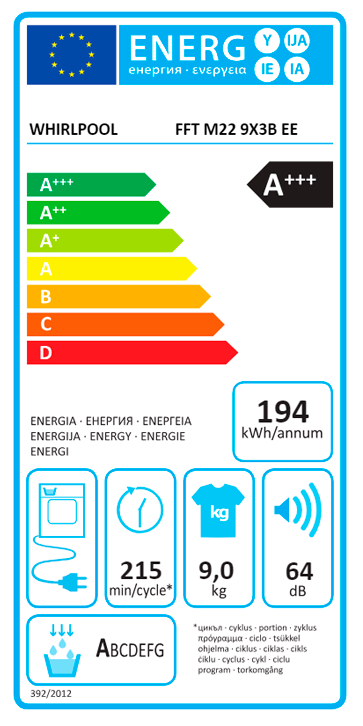 Máquina de Secar Roupa WHIRLPOOL FFT M229X3B EE (9 kg - A+++)