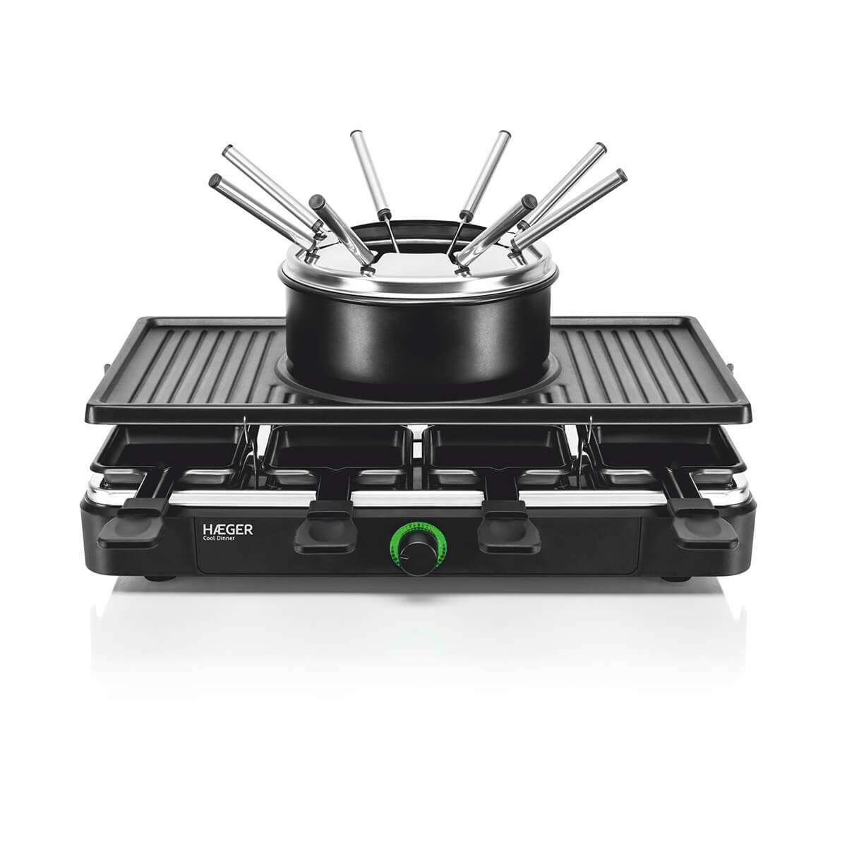 HAEGER GRELHADOR RACLETTE E FONDUE 1400W 8 PESSOAS GRFRG016A