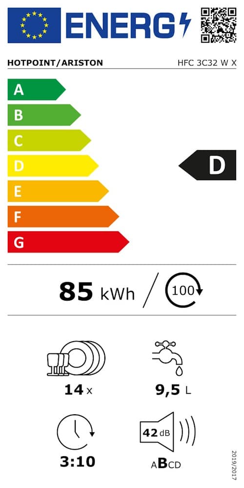 Máquina de Lavar Loiça Hotpoint HFC 3C32 W X (14 Conjuntos )