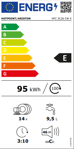 Máquina de Lavar Loiça HOTPOINT HFC 3C26 CW X (14 Conjuntos Inox)