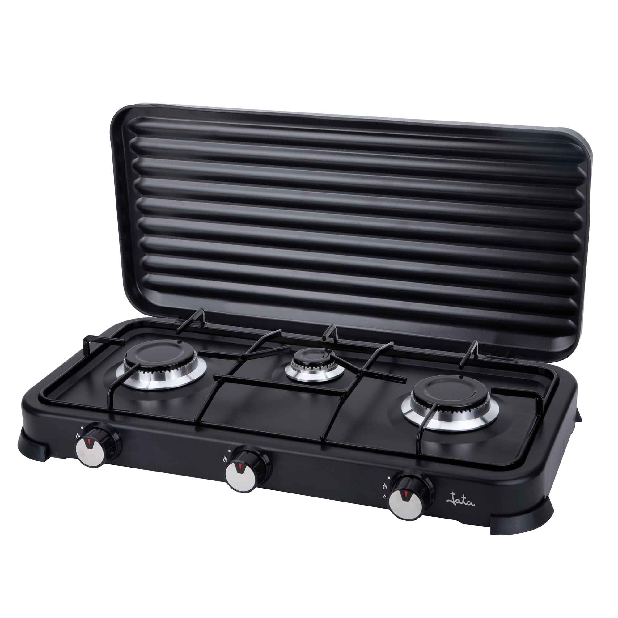 JATA FOGAREIRO GAS 3 QUEIMADORES C/TAMPA PRETO JECG2703