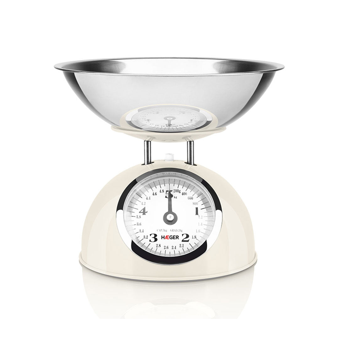 HAEGER BALANÇA COZINHA MECANICA 5KG PASTEL CREAM TAÇA INOX KSCME009A