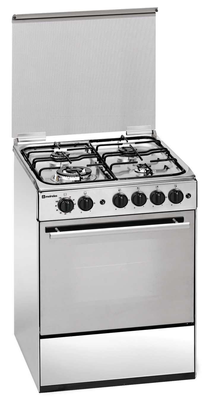 MEIRELES FOGAO INOX 4GAS L60xP60CM FORNO GAS C/AC GRILL EL A M601X