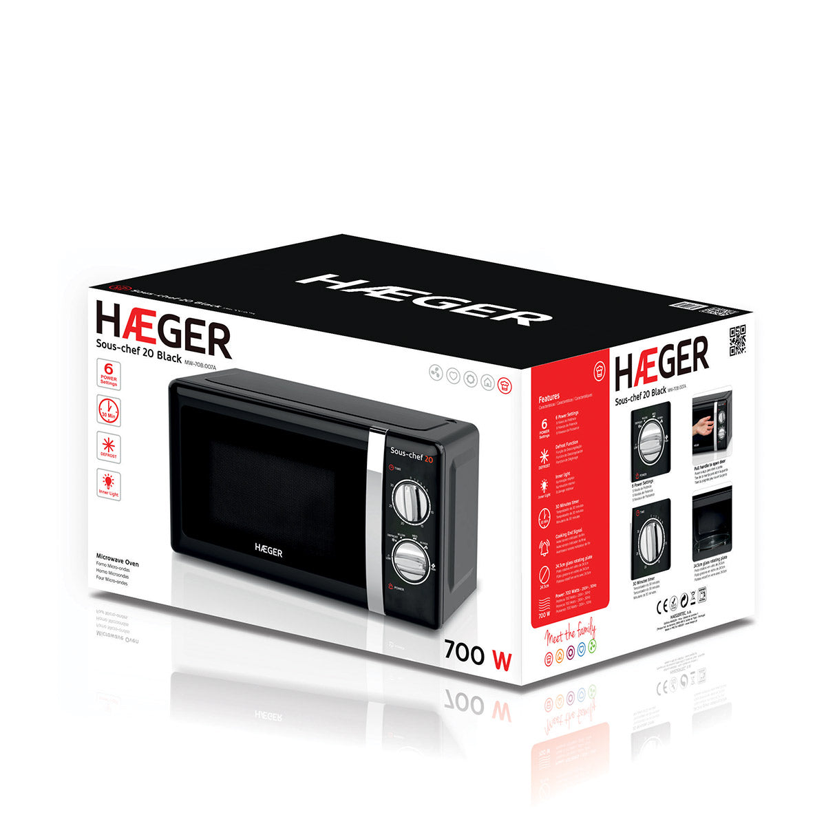HAEGER MICROONDAS 20LT 700W PRETO MW70B007A