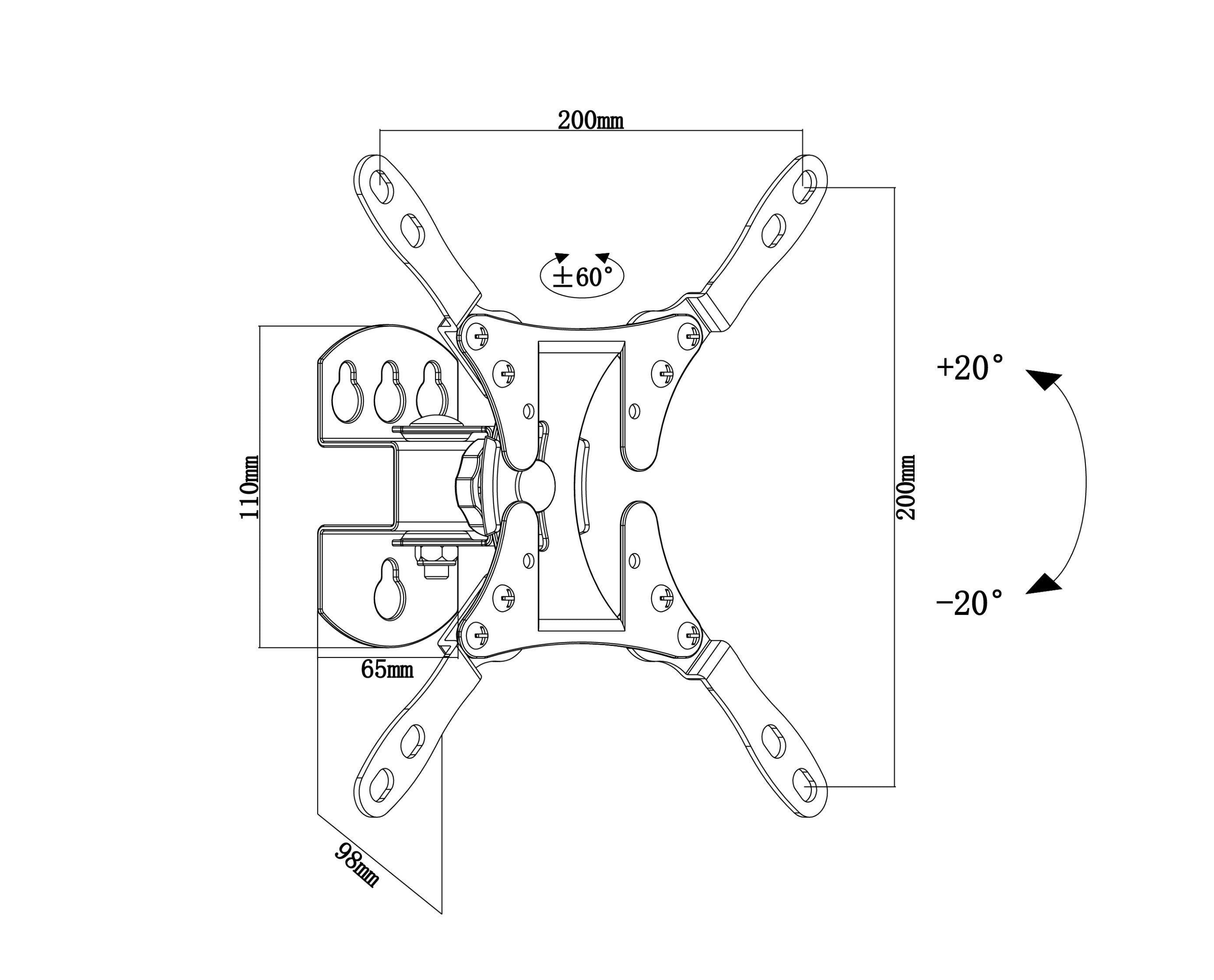 NAPOFIX SUPORTE TV 13"-43" INCLINA 20º GIRA 30º MAX 3 020