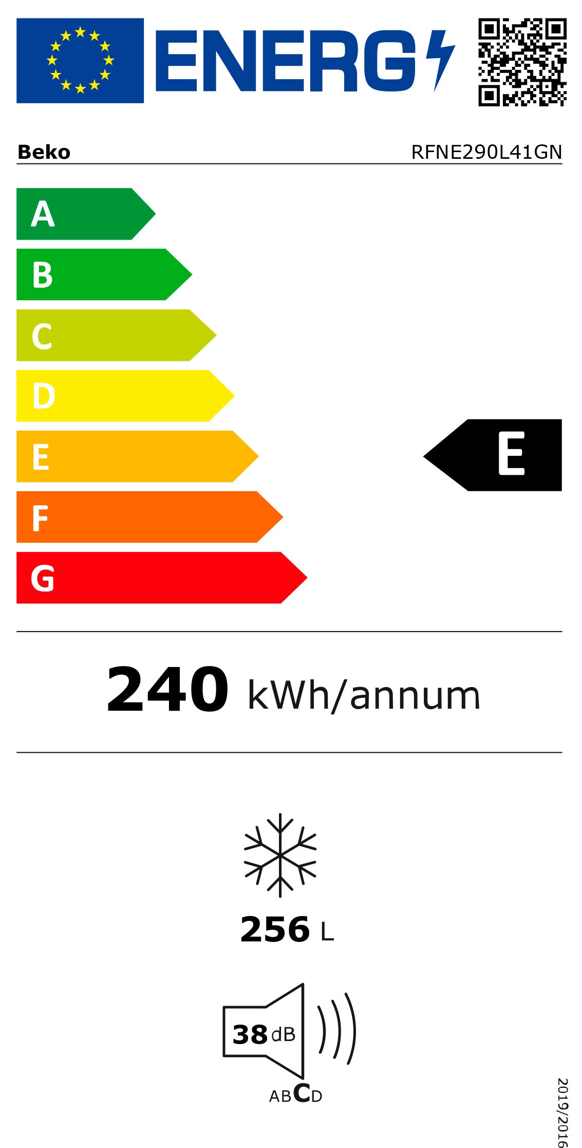 BEKO ARCA VERTICAL NF 1714x595x650MT 290LT GREY (E)