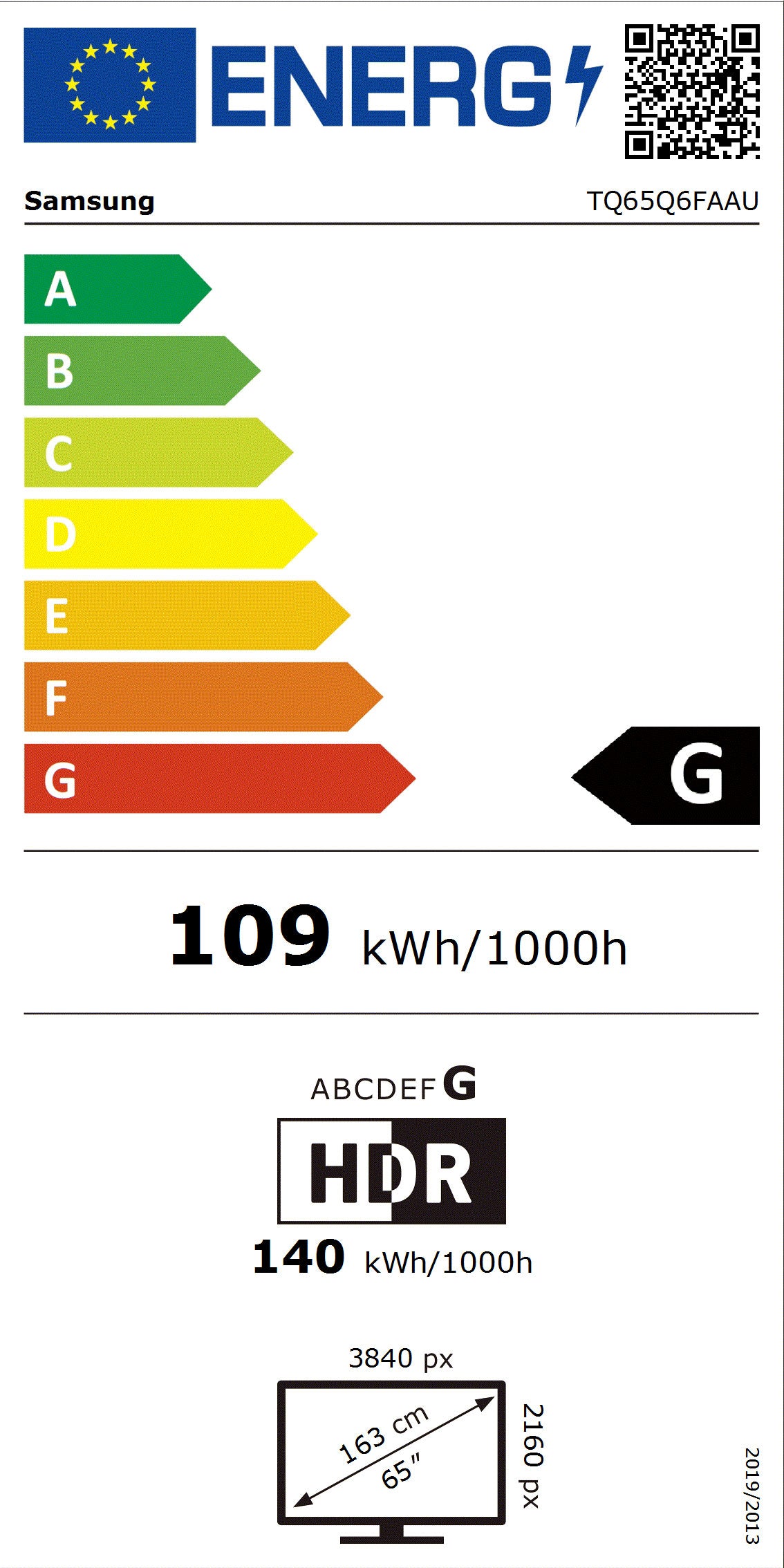 SAMSUNG QLED 65" 4K UHD SMARTTV 3HDMI 1USB (G) TQ65Q6FAAUXXC