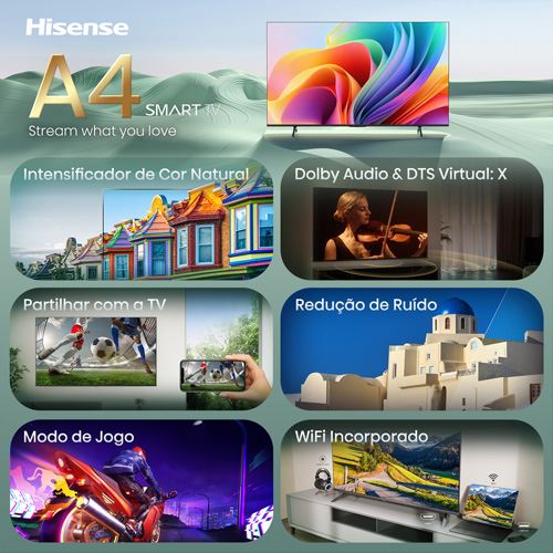 HISENSE LED 32" HD SMARTTV 2HDMI 1USB (G) 32A4S