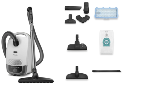 ASPIRADOR COM SACO MIELE GUARD S1 PARQUET FLEX BRANCO BRILHANTE