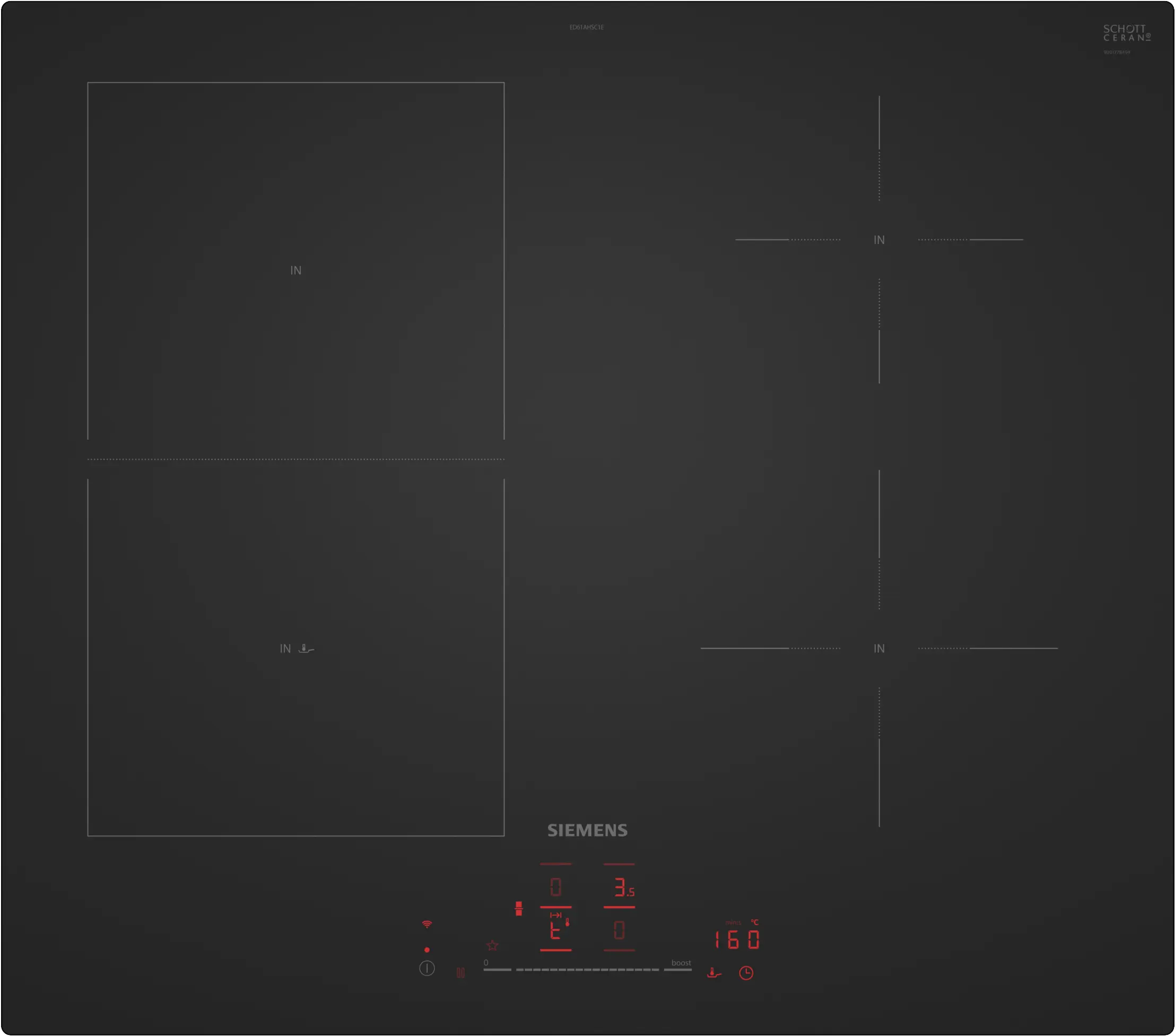SIEMENS PLACA INDUÇAO 60CM 4ZONAS BISELADA ED61AHSC1E