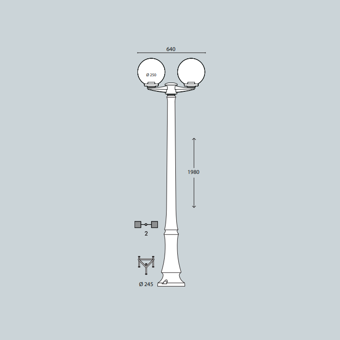 POSTE NARDO/G250 G26.306.D20 2L PRETO 8,5W