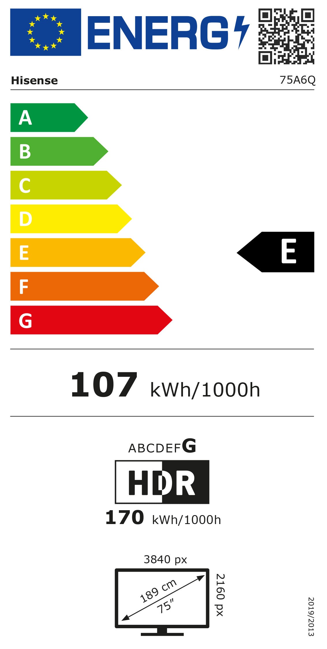 HISENSE LED 75" 4K UHD SMARTTV 3HDMI 2USB (E)