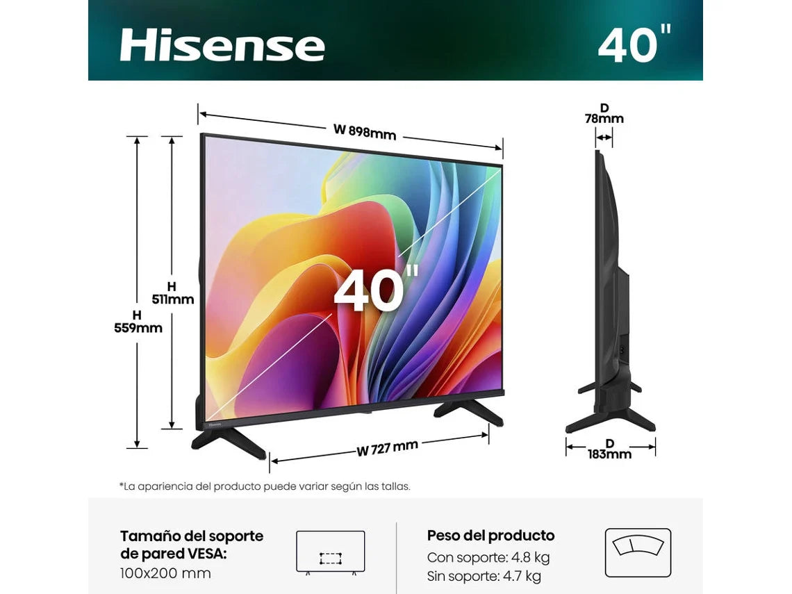 HISENSE LED 40" FHD SMARTTV 2HDMI 2USB (F) 40A4S