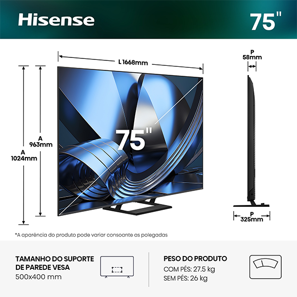 MINI LED HISENSE - 75U7SE 151.T.75U7SE