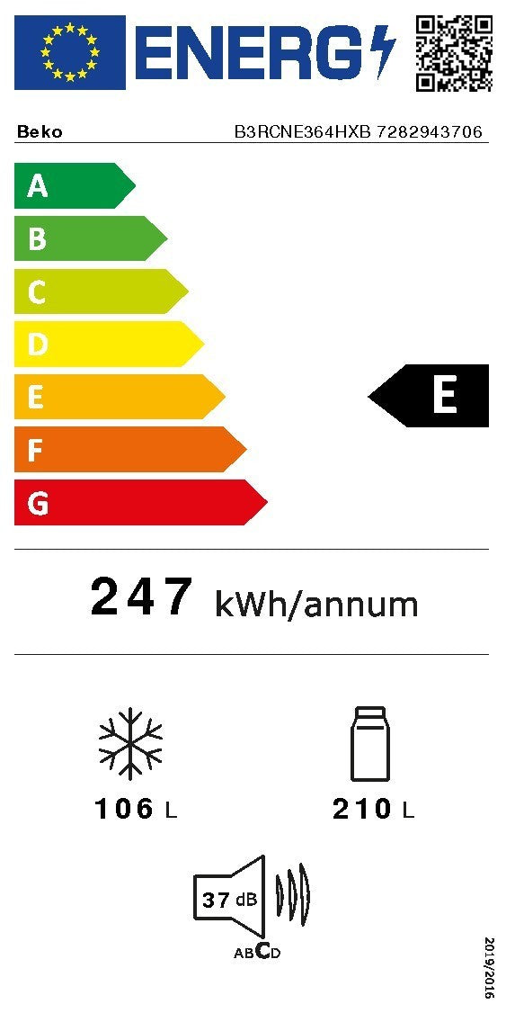 BEKO COMBINADO 1865x595x663MT NF 316LT LOOK INOX (E) B1RCNE364XB