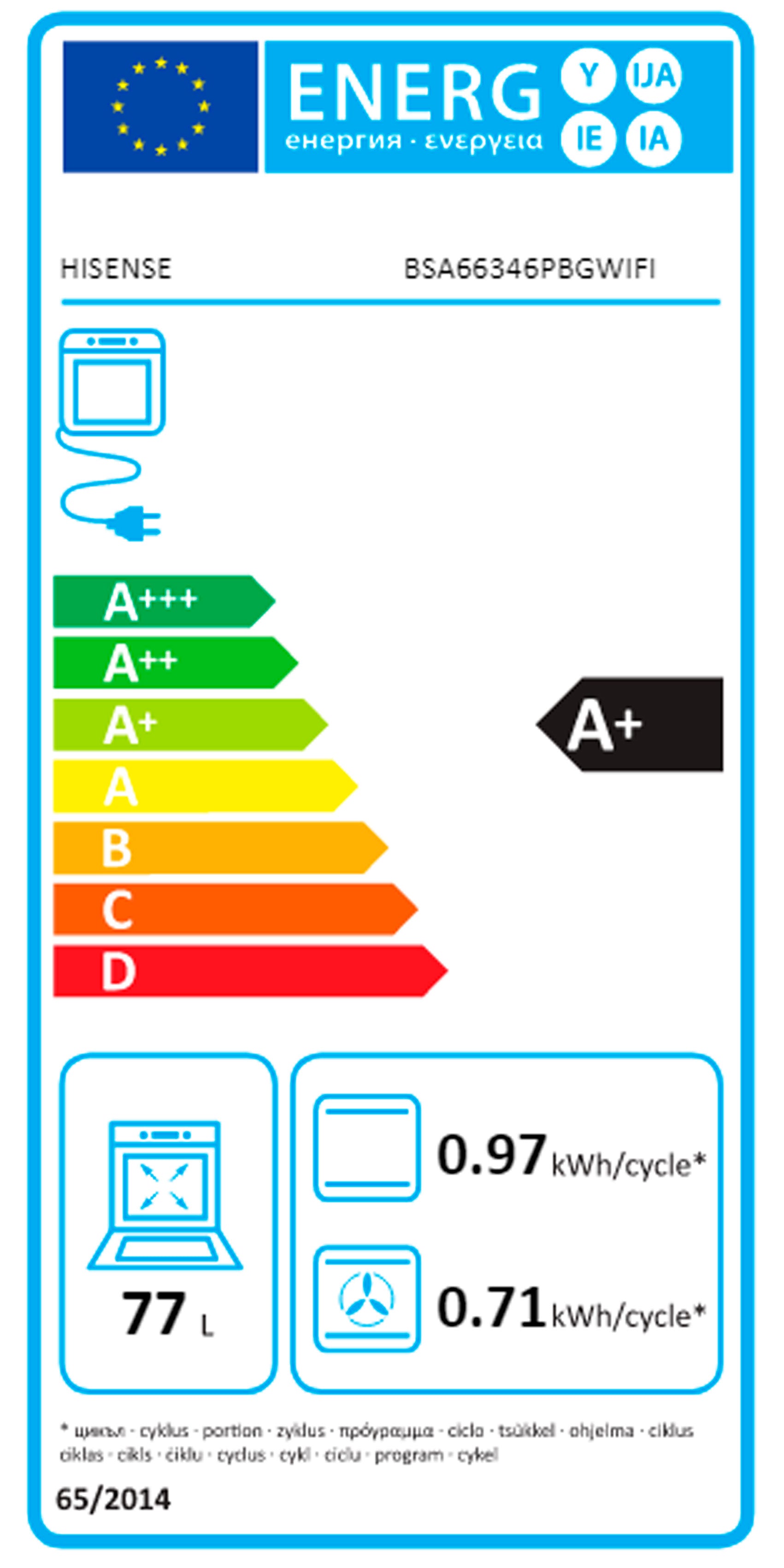 HISENSE FORNO MULTIF PIROLITICO WIFI 77LT A+ BSA66346PBGWIFI