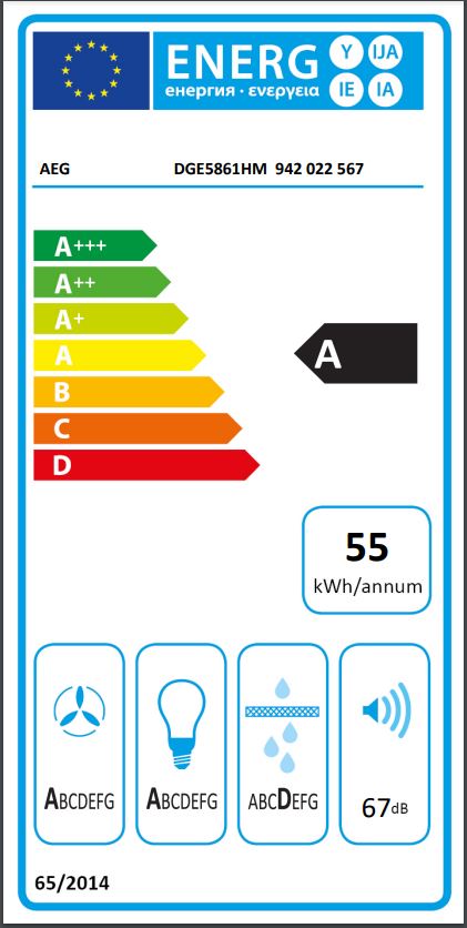 AEG EXAUSTOR 80CM 3VELOC + 1INTENSIVA 700M3/H INOX A DGE5861HM