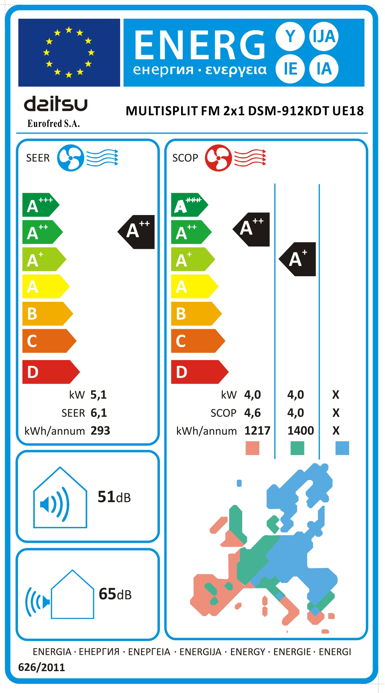 DAITSU AR CONDICIONADO MULTISPLIT 1X9.000BTU + 1X12.000BTU DSM912KDT