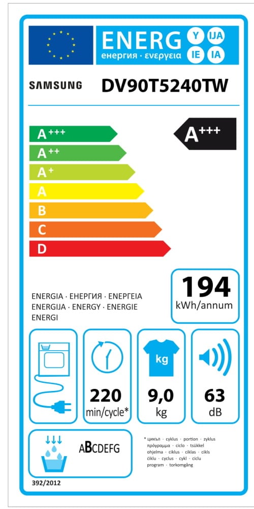 Máquina de Secar Roupa Samsung DV90T5240TW/S3 (9Kg - A+++)