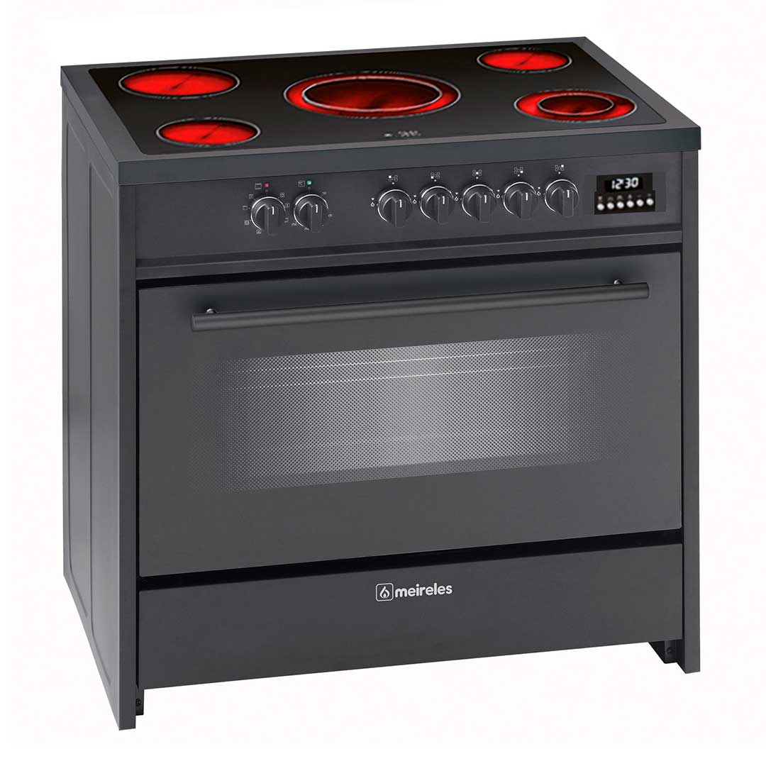 MEIRELES FOGAO 90CM INOX VITRO+FORNO ELECTRICO MULTIF. A PRE E912BL