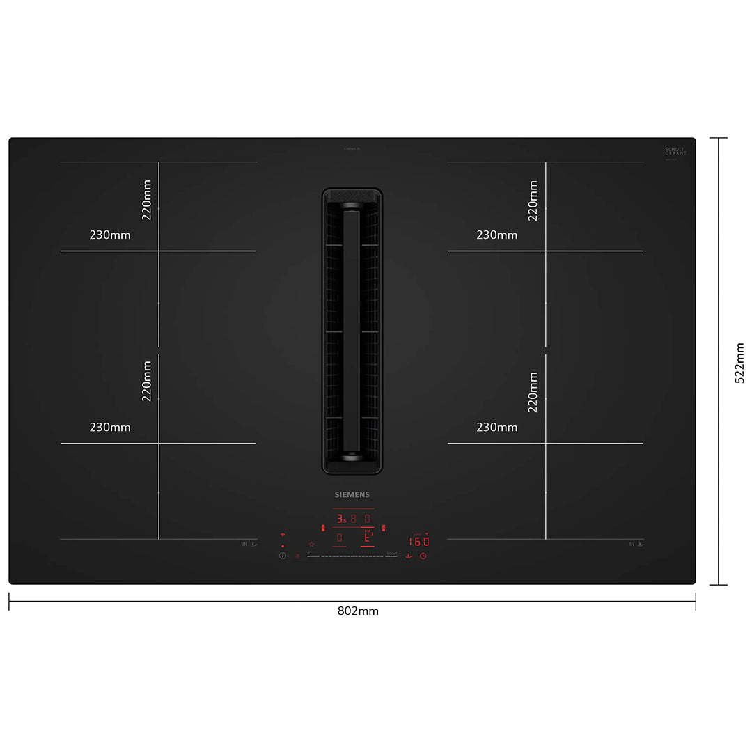 Siemens Placa Induçao 80CM C/ Ventil Integ Flex Vidro Mate