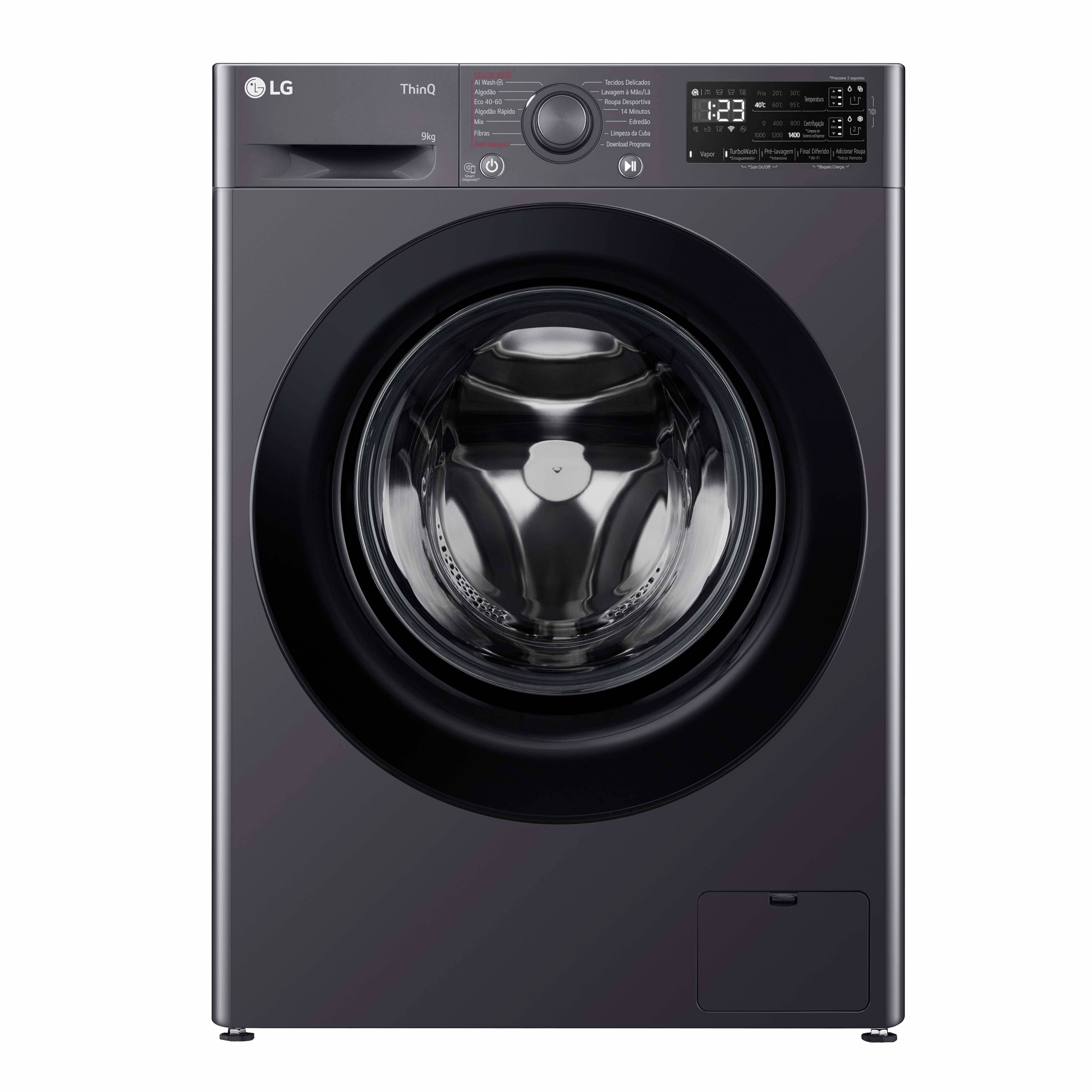 LG Maquina Roupa 9KG 1400RT AI DD Steam Wifi Preta(a)