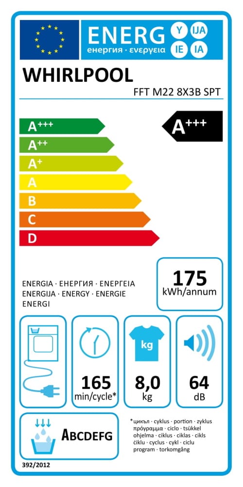 Máquina de Secar Roupa Whirlpool FFT M22 8X3B SPT (8Kg - A+++)