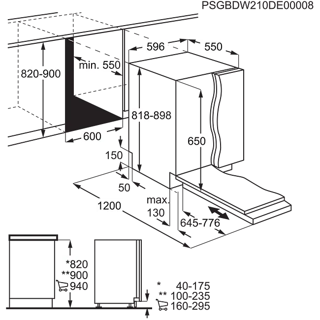 Máquina de Lavar Loiça Encastre AEG FSB53617Z (13 Conjuntos Painel Preto)