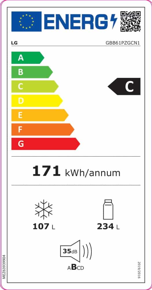 Frigorífico Combinado LG GBB61PZGCN1