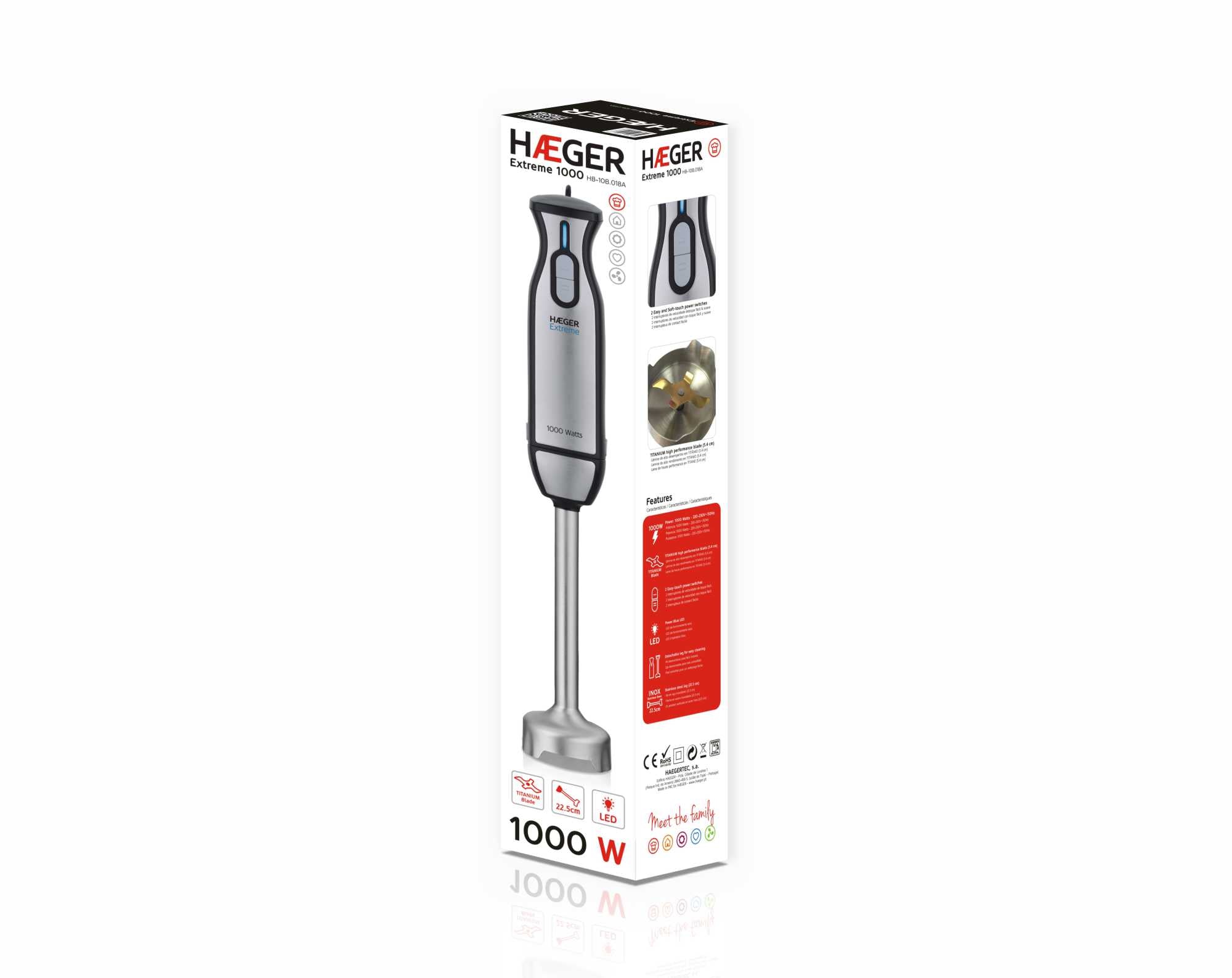 HAEGER VARINHA PE INOX 1000W PRETA/INOX HB10B018A