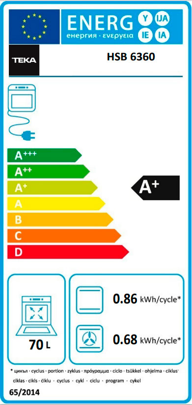 TEKA FORNO MULTIF 70LT INOX VIDRO PRETO A+ HSB6360SS