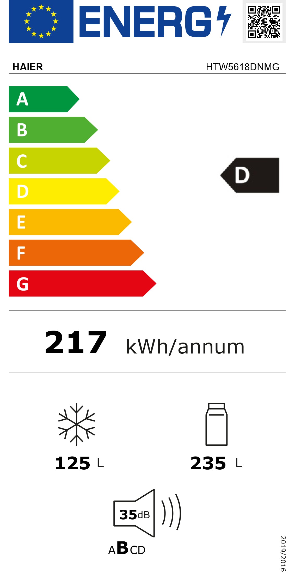 HAIER COMBINADO 1,85X0,595X0,667MT 3PT 360LT NF INOX (C) HTW5618CNMG